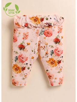 Cot and Candy - Peach Organic Cotton Floral Leggings