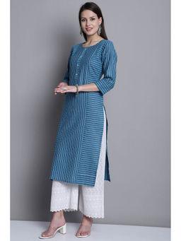 Rajnandini - Womens Teal Cotton Woven Kurta