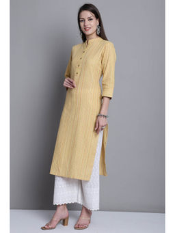 Rajnandini - Womens Yellow Cotton Woven Kurta