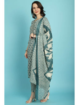 Rajnandini - Womens Cotton Sea Green Kurta with Dupatta (Set of 3)