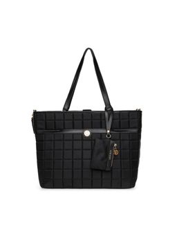 Anne Klein - Black Quilted Nylon Tote Bag with Pouch & Detachable Strap