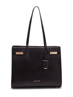 Anne Klein - Black Solid Tote Bag with Detachable Strap