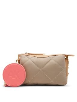 Anne Klein - Beige Nylon Quilted Sling Bag with Detachable Strap and Pouch (Set Of 2)