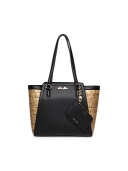 Anne Klein - Black Printed Tote Bag with Attached Pouch