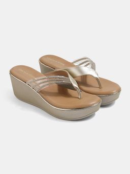 Lemon & Pepper - Women Gold Wedges Heels