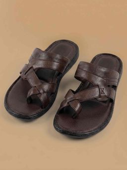 Metro - Men Dark Brown Leather Casual Sandals