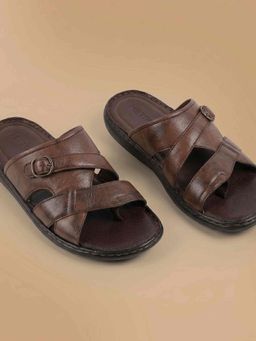 Metro - Men Dark Brown Leather Casual Sandals