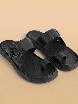 Metro - Black Men Leather Casual Sandals