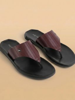 Metro - Maroon Men Leather Casual Sandals