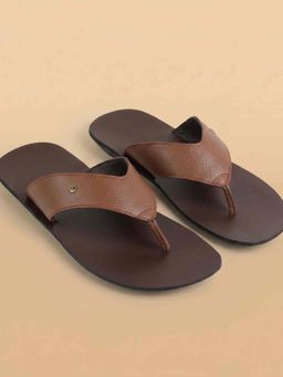 Metro - Brown Men Leather Flipflops