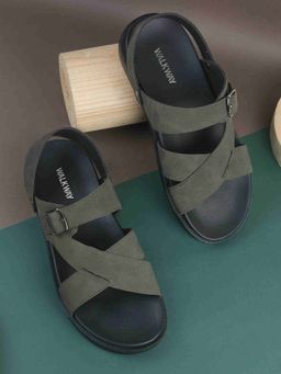 Walkway - Men Olive Buckle Sandals