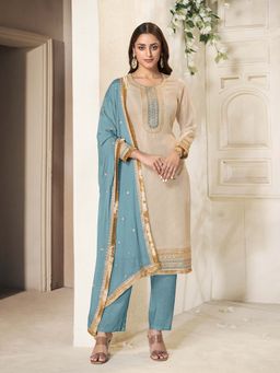 Seerat - Blue Embroidered Kurta with Pant and Dupatta (Set of 3)