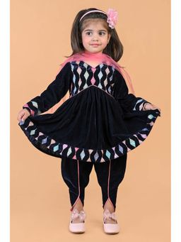 Titrit - Blue Embellished Kurta with Dhoti and Dupatta (Set of 3)