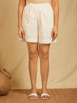 JS Label  - JS LABEL White Multicolored Dot Print Shorts