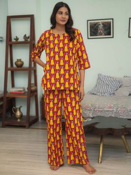 Sooti Syahi - Red Printed Cotton Co-Ord Set