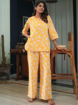 Sooti Syahi - Orange Printed Cotton Co-Ord Set