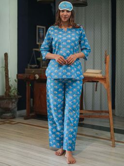 Sooti Syahi - Blue Printed Cotton Co-Ord Set