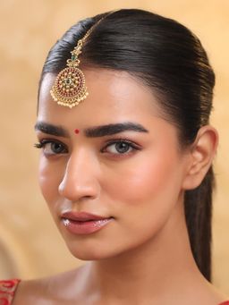 Yellow Chimes - Womens Bridal Gold Plated Ethnic Maang Tikka