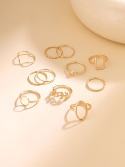 Yellow Chimes - Womens Korean Style Knuckle Stackable Rings (Pack of 11)