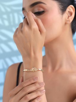 Yellow Chimes - Womens Gold Plated Crystals Bracelet