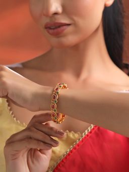 Yellow Chimes - Womens Traditional Stone Studded Gold Plated Bangles (Pack of 2) (2.6)