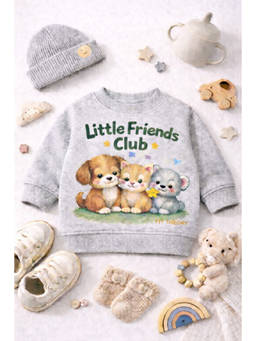 The Fit Theory - Kids Relaxed Fit Printed Grey Sweatshirt