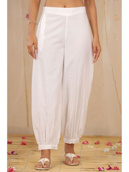 Juniper - White Solid Cotton Flex Dhoti Style Pants