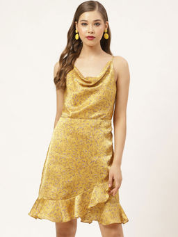 Twenty Dresses by Nykaa Fashion - Yellow Ruffle On The Cowl Dress