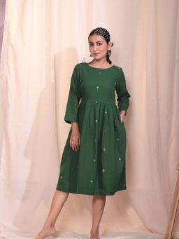Sutra Art of Clothing - Forest Blossom Green Jamdani Dress