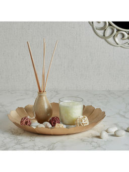 HomeTown - Nelumbra Iron Lotus Platter In Gold