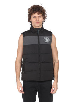 U.S. POLO ASSN. - Men Black Detachable Hood Sleeveless Puffer Jacket
