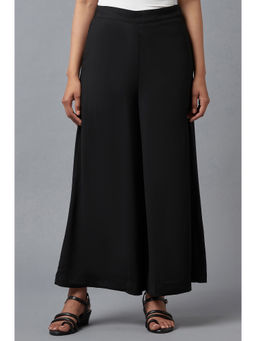 W - Black Solid Flared Pants