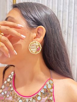 Ehsaas Jewellery - Pankhuri Pearl Studs - Pink