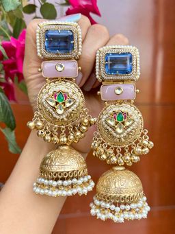 Ehsaas Jewellery - Radhitya Jhumkas - Blue