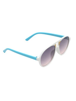 Spiky - White Frame Grey Lens Aviator UV Protection Sunglass 1526_WHT_BLUE
