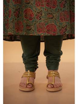 The Indian Ethnic Co. - Miral Green Solid Slub Cotton Churidar