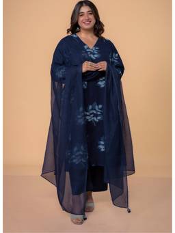 The Indian Ethnic Co. - Blue Solid Kota Doria Dupatta with Tassels