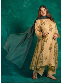 The Indian Ethnic Co. - Green Solid Kota Doria Cotton Dupatta