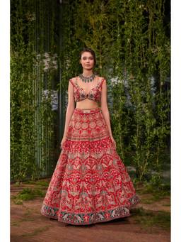Jigar and Nikita - Udaan- The Bird Of Hope Racing Red Lehenga with Blouse and Dupatta