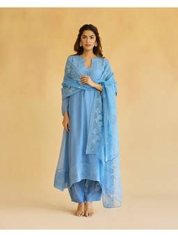 Naaz By Noor - Rad Flower Child Blue Kurta Pant and Dupatta