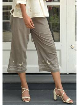 Rangsutra - Bagh Cotton Grey Hand Embroidered Pant