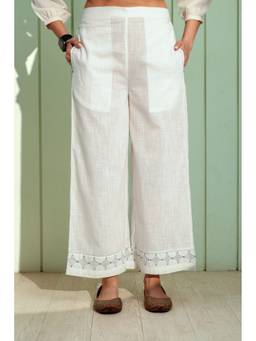 Rangsutra - Dhwani White Flared Cotton Pant
