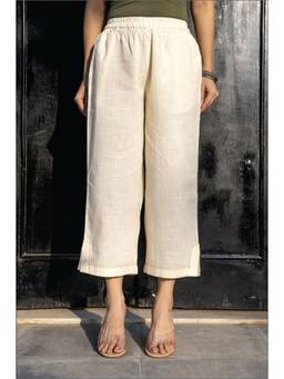 Rangsutra - Paheli Off-White Straight-Fit Cotton Pants