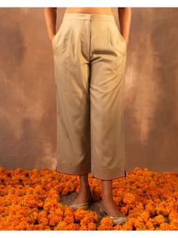 Rangsutra - Ruhani Gold Straight Fit Cotton Silk Pant