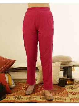 Rangsutra - Ruhani Magenta Straight Fit Cotton Pant