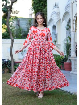 Gahan - Womens Pink Fit and Flared Printed Dress