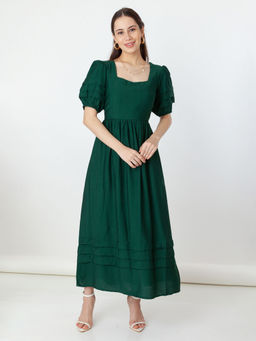 Zink London - Women Green Solid Maxi Dress