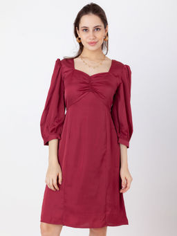 Zink London - Women Maroon Solid Mini Dress