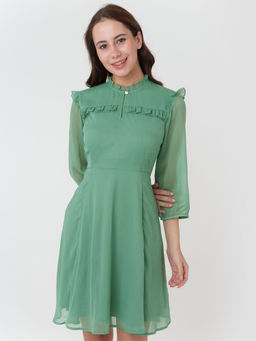 Zink London - Women Green Solid Mini Dress