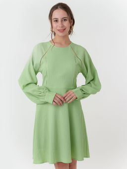 Zink London - Women Green Textured Mini Dress